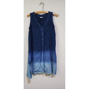 Vtg Sostanza Indigo Knit Dip Dyed Peplum Sleeveless Tank Top Size S